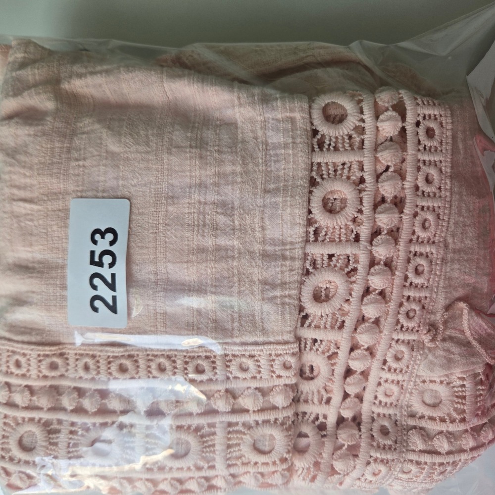 Jun & Ivy Light Pink Crochet Lace Ruffle Mini Dress XXS Boho Coquette Cottagecor - Picture 12 of 16